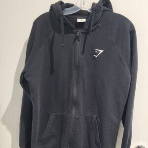 Gymshark Crest Black Zip Up Hoodie Size M
